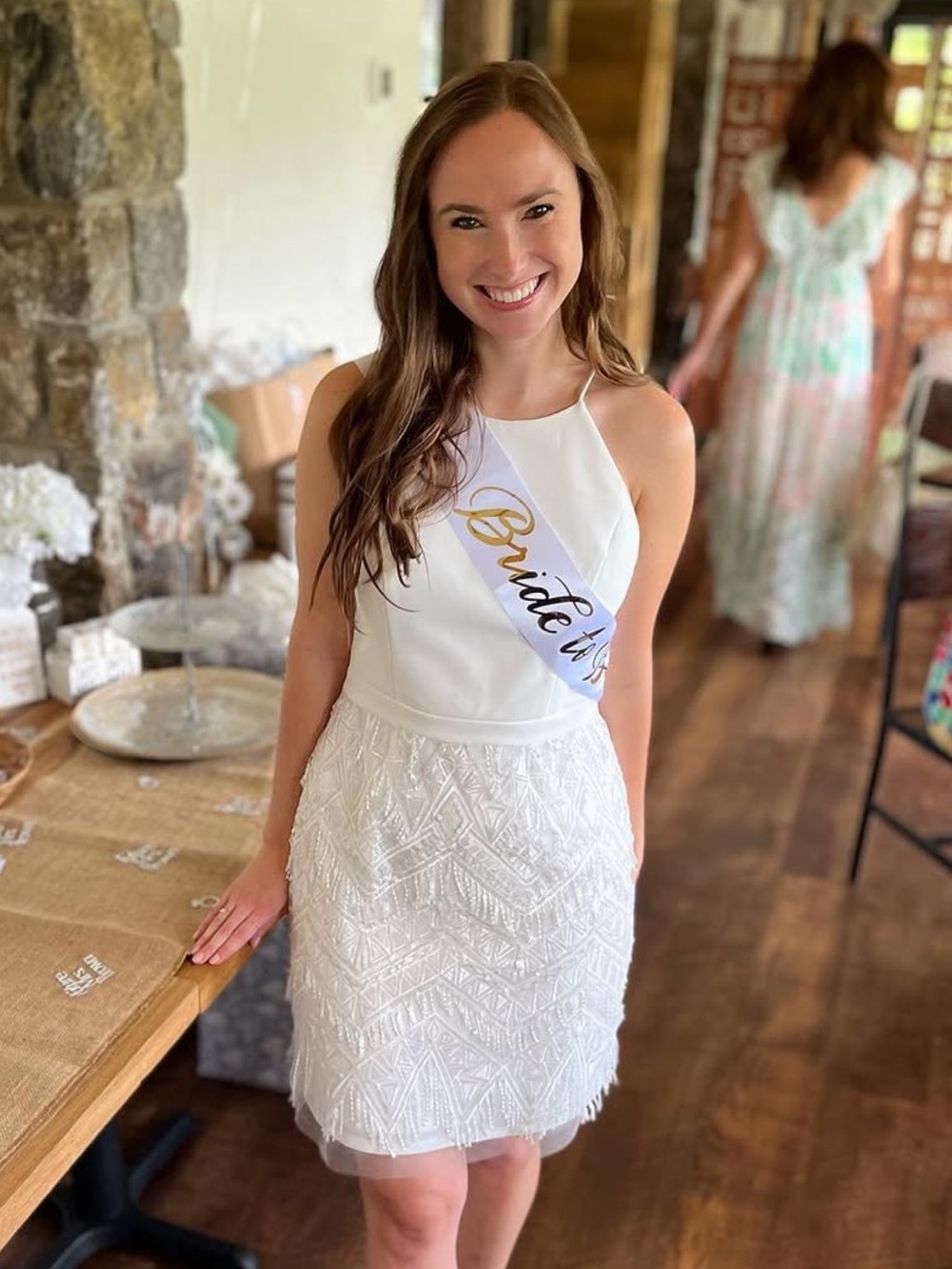 Aidan Mattox Ivory Halter Boho Dress